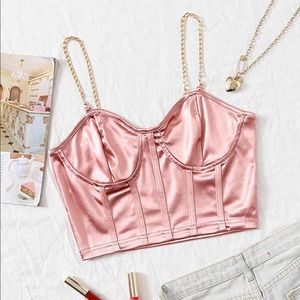 Like new baby pink gold chain strap crop top